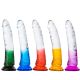 Crystal Clear Gradient Silicone Dildo Manual Massage Wand Adult Pleasure Toy